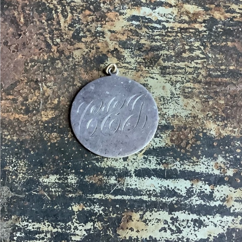 Vintage 1950s Silver Plate Monogrammed Large Charm